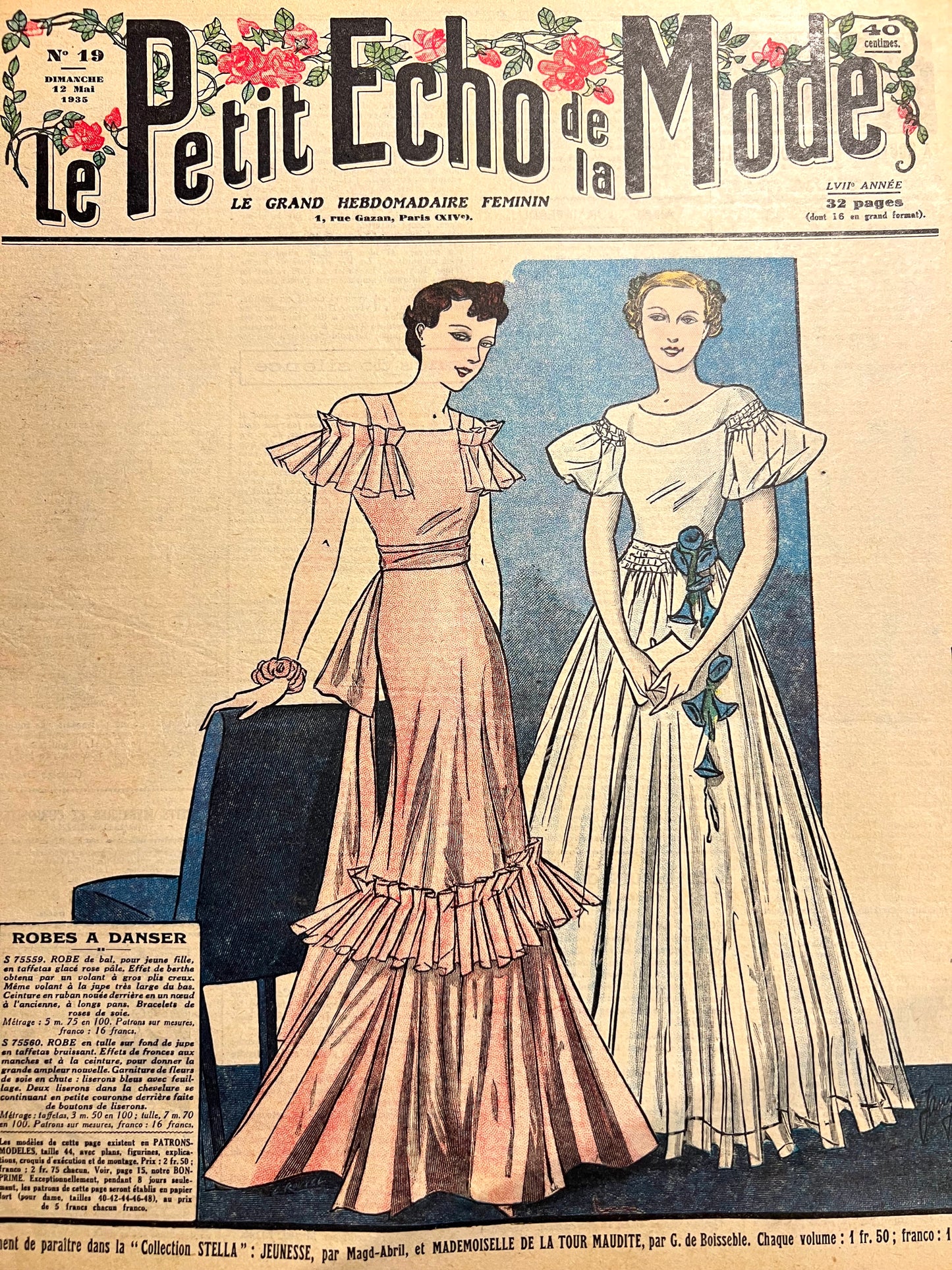 Exceptionally Pretty 1930s Dresses in 12th May 1935 French Fashion Paper Le Petit Echo de la Mode