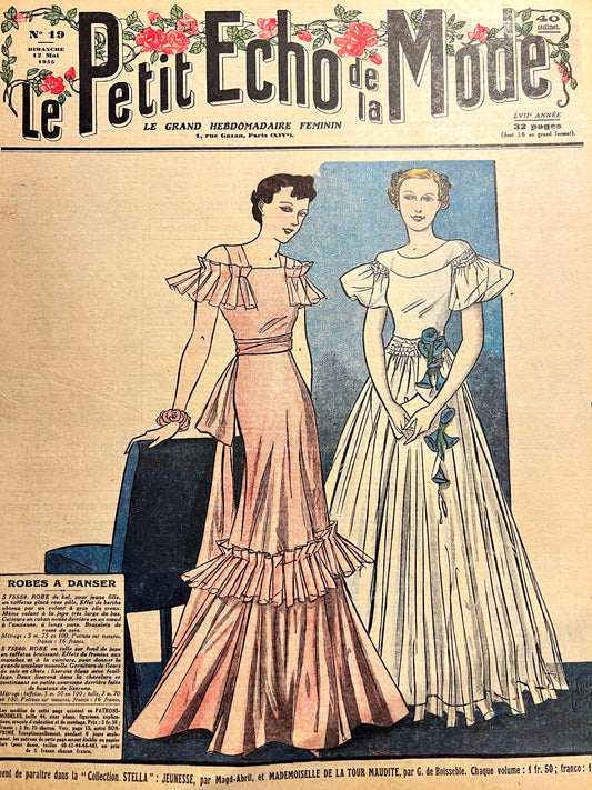 Exceptionally Pretty 1930s Dresses in 12th May 1935 French Fashion Paper Le Petit Echo de la Mode