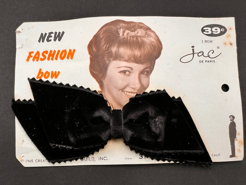 1960s Big Red or Black Velvet Hair Bow