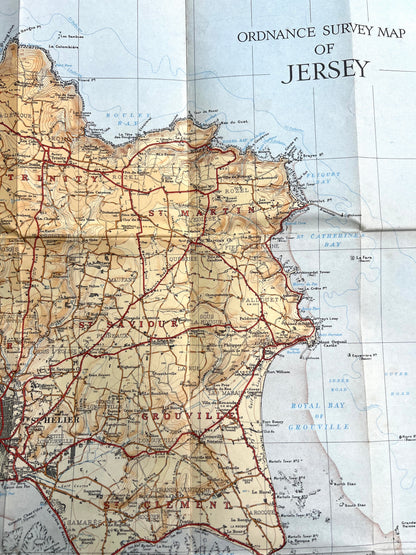 1933  2" to 1 mile Paper Ordnance Survey Map of Jersey