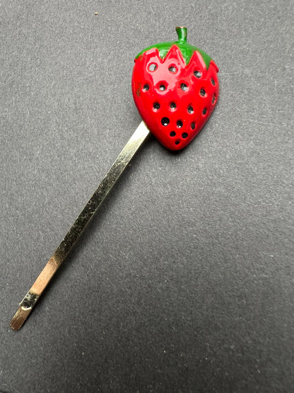 Vintage FRUIT Bobby Pins / Hair slides Apples, Cherries, Lemons, Strawberries, Peaches