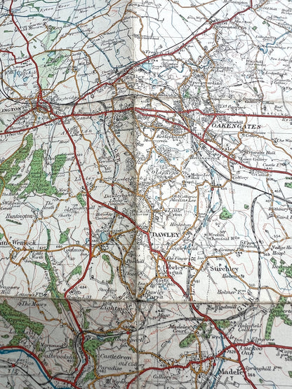 1921 ORDNANCE SURVEY Contoured Road Map of WOLVERHAMPTON, Staffordshire & Shropshire. 1" to 1 Mile