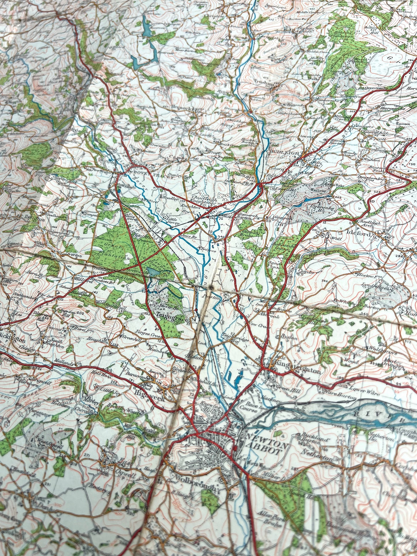 1920s ORDNANCE SURVEY Contoured Cloth MAP of DARTMOOR + EXETER 1" to 1 Mile Sheet 138