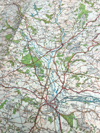 1920s ORDNANCE SURVEY Contoured Cloth MAP of DARTMOOR + EXETER 1" to 1 Mile Sheet 138