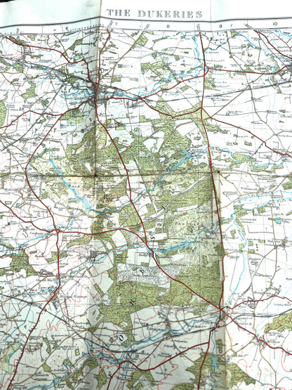 1928 ORDNANCE SURVEY Contoured Cloth MAP of THE DUKERIES 1" to 1 Mile Sheet 46
