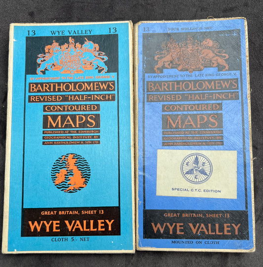 1948 or 1961 Bartholomew's Half Inch Contoured Map of The WYE VALLEY Sheet 13