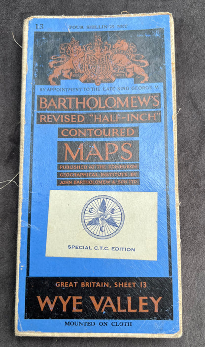 1948 or 1961 Bartholomew's Half Inch Contoured Map of The WYE VALLEY Sheet 13