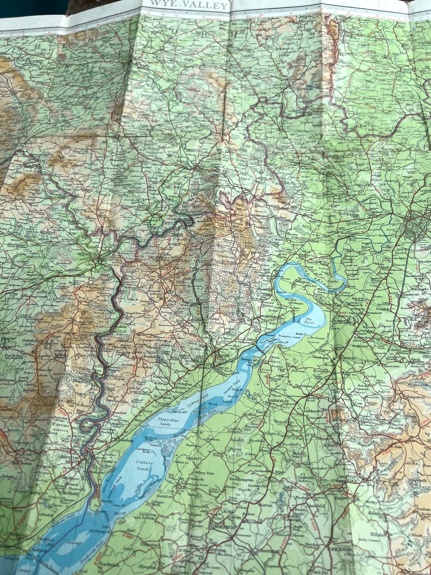 1948 or 1961 Bartholomew's Half Inch Contoured Map of The WYE VALLEY Sheet 13