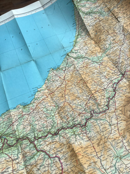 1950s Bartholomew's Half Inch Contoured Maps of CARDIGAN Sheet 17