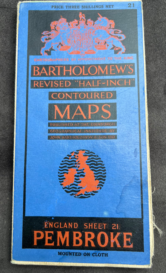 1950s Bartholomew's Half Inch Contoured Maps of PEMBROKE Sheet 11