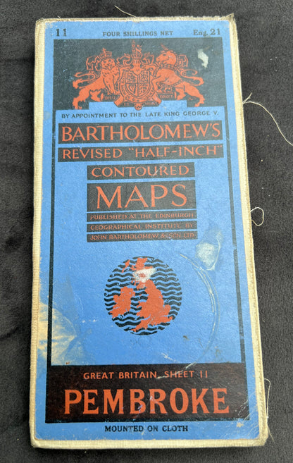 1950s Bartholomew's Half Inch Contoured Maps of PEMBROKE Sheet 11