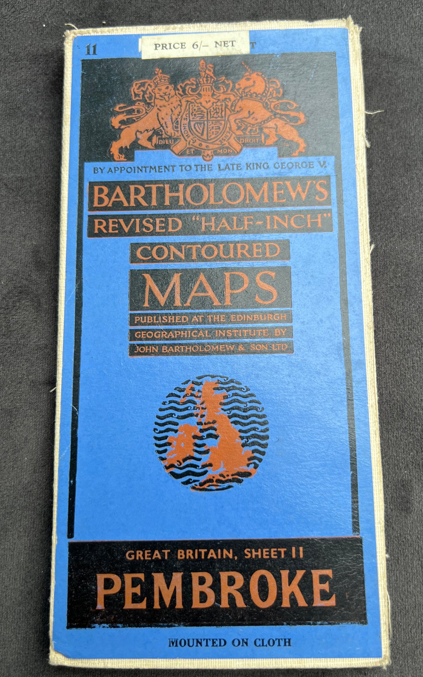1950s Bartholomew's Half Inch Contoured Maps of PEMBROKE Sheet 11