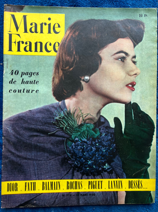 March 1950  Edition of French Fashion Paper Marie France