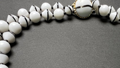 Striking Vintage Black and White Double Strand Necklace