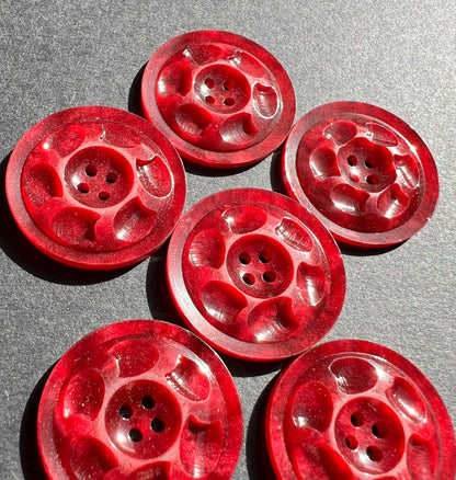 6 Dynamic Vintage Burgundy 2.2cm Buttons