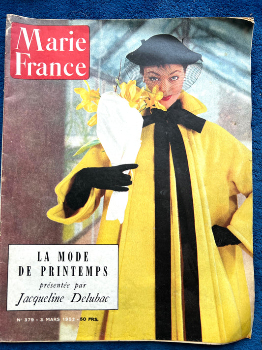 March 1952  Edition of French Fashion Paper Marie France