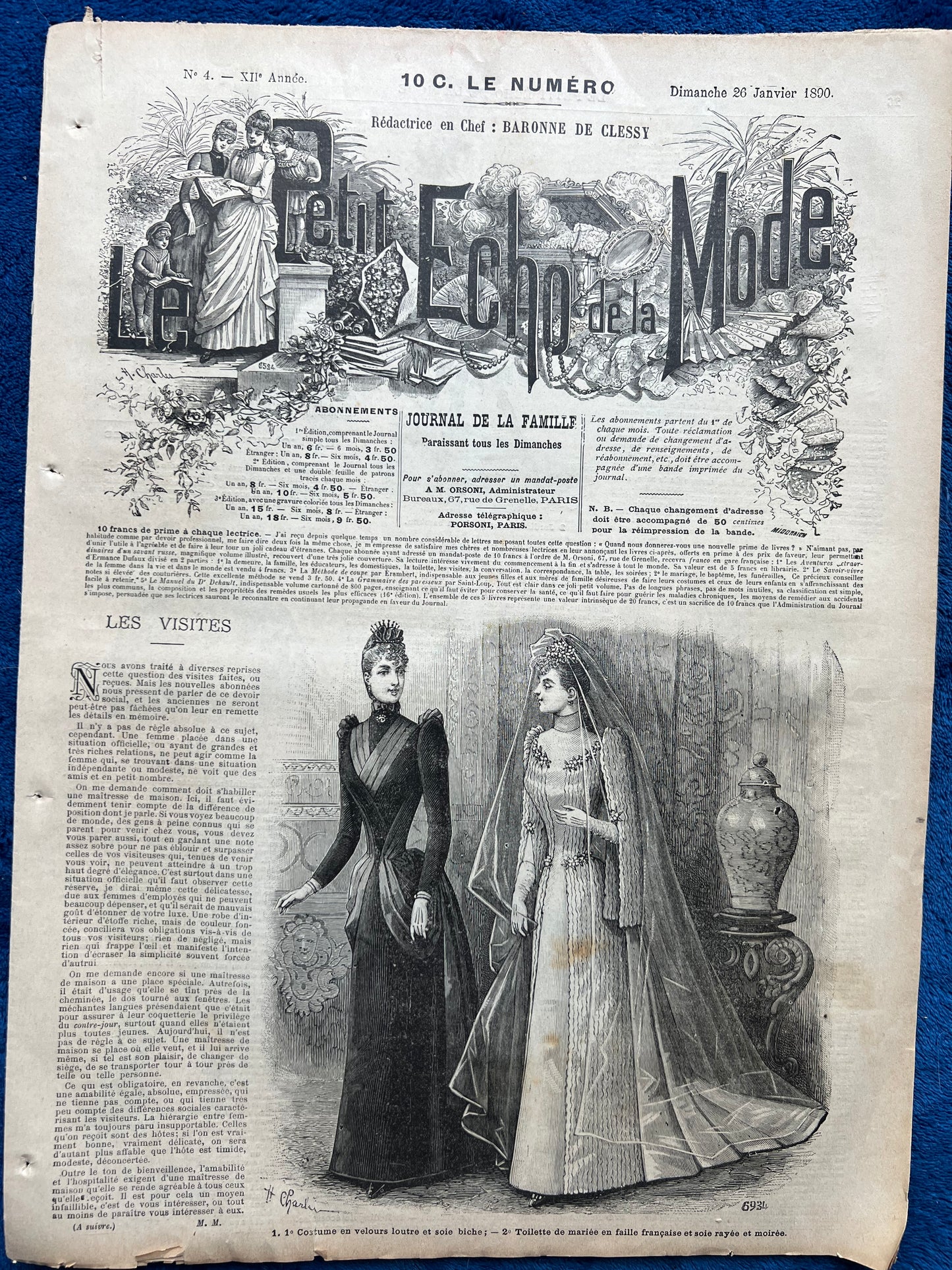 Wedding Dress and Dressing Up Clothes from 135 Years Ago in 26th January 1890 French Fashion Paper Le Petit Echo de la Mode