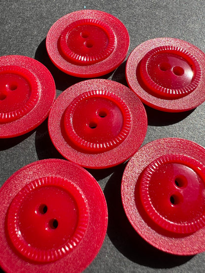 6 Enticing Crimson Red Vintage 2.2cm Buttons