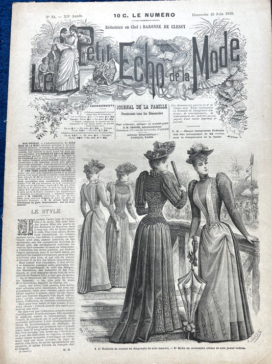 Ornate Hairstyles in June 1890 French Fashion Paper Le Petit Echo de la Mode