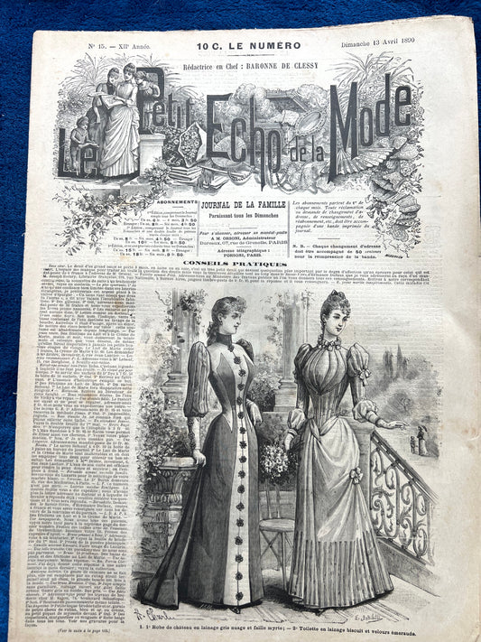 Lingerie and Nightwear in April 1890 French Fashion Paper Le Petit Echo de la Mode