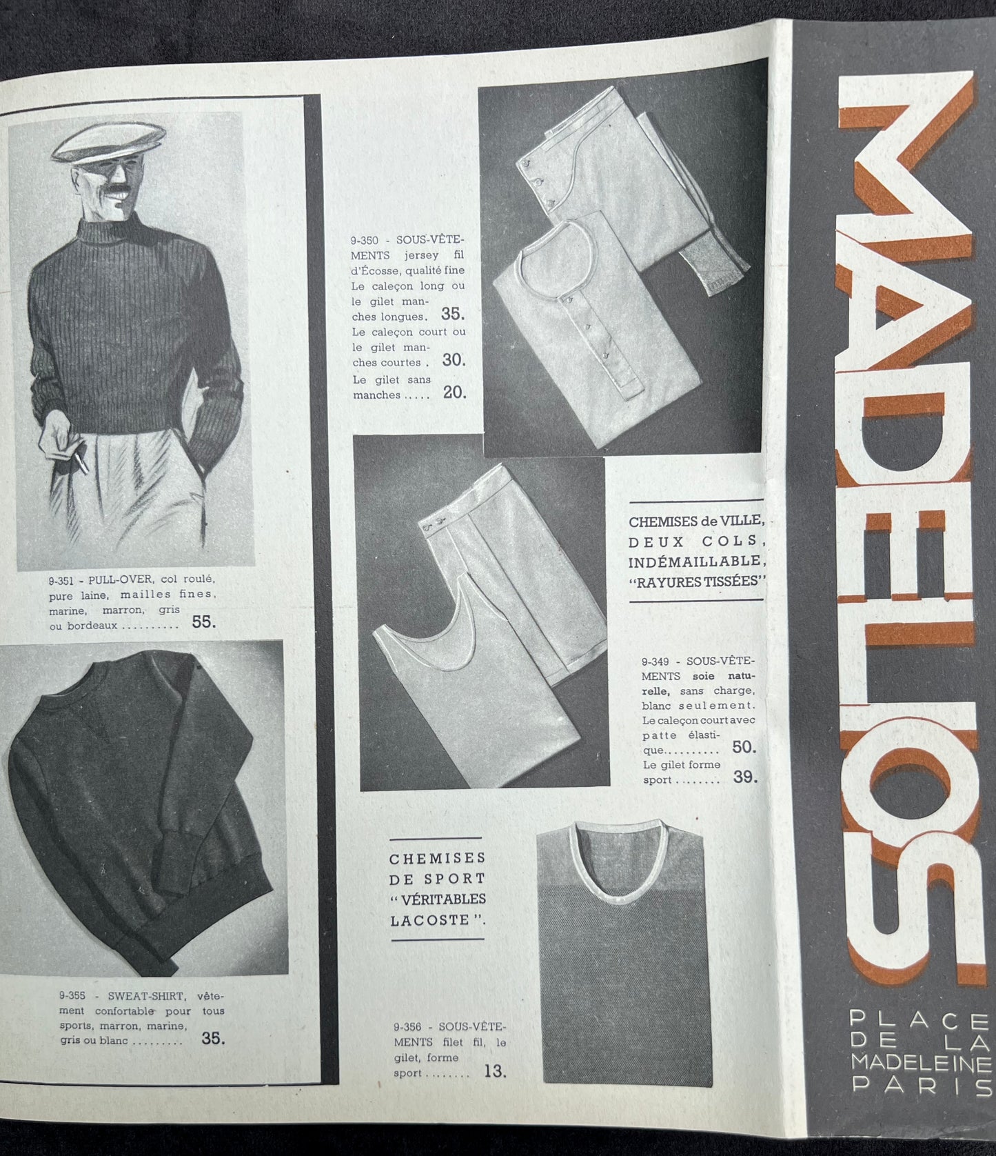 Feb. 1935 French MADELIOS Menswear and Accessories Catalogue