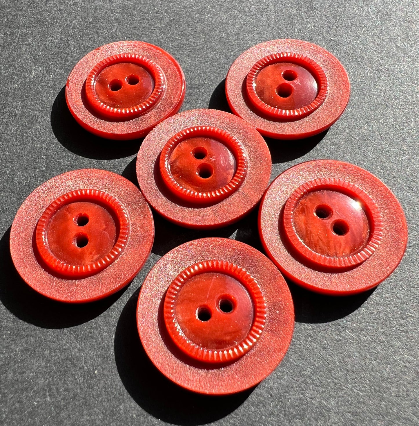 6 Shiny Rosewood Vintage 2.2cm or 1.7cm Buttons