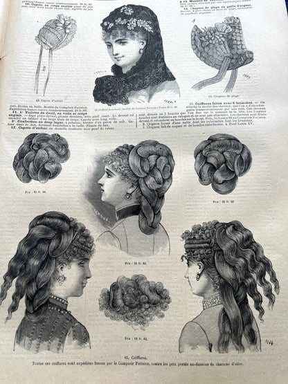 Wild Hairstyles from 140 years Ago in May 1885 French Fashion Paper Le Petit Echo de la Mode