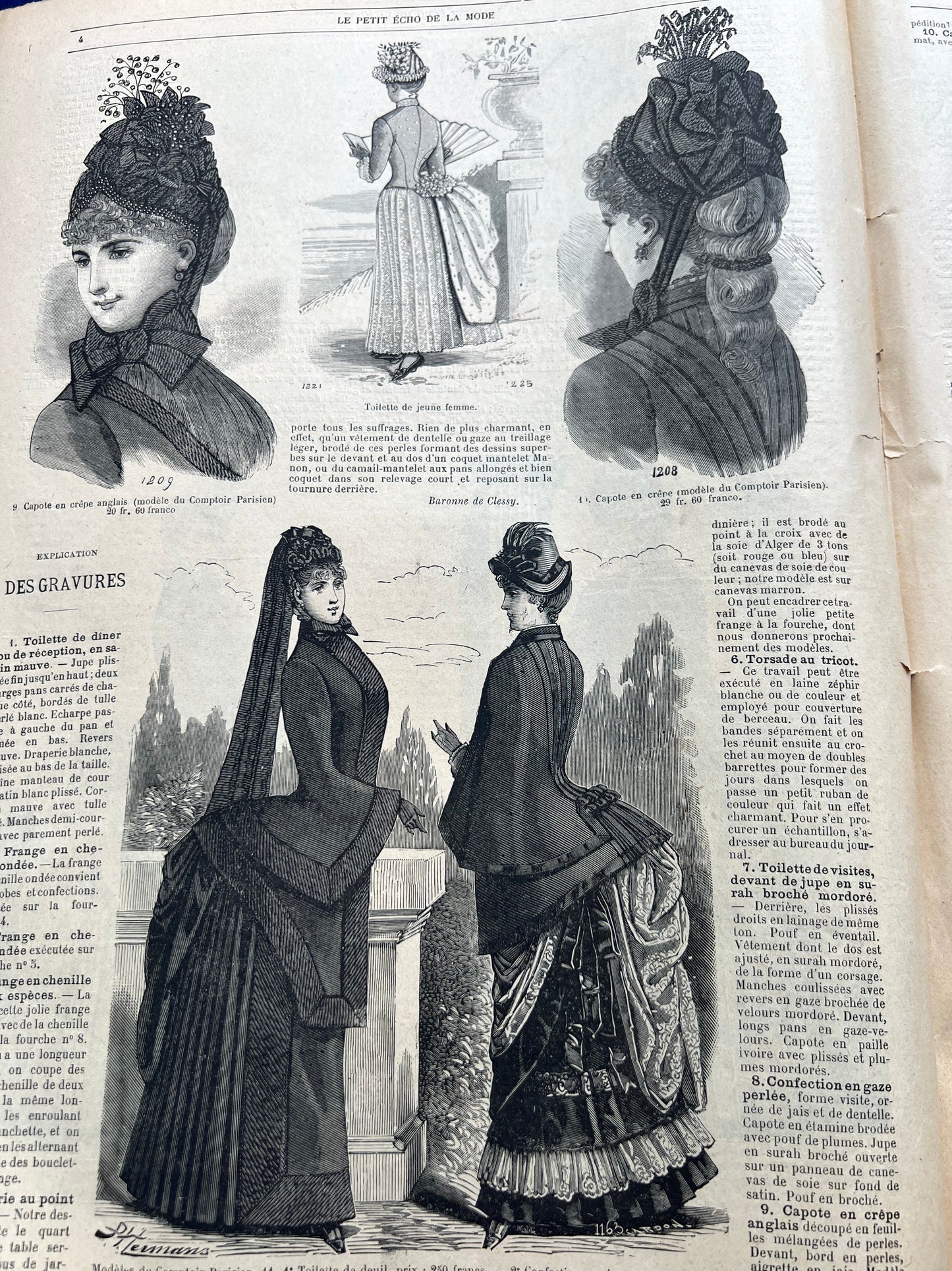 Wild Hairstyles from 140 years Ago in May 1885 French Fashion Paper Le Petit Echo de la Mode