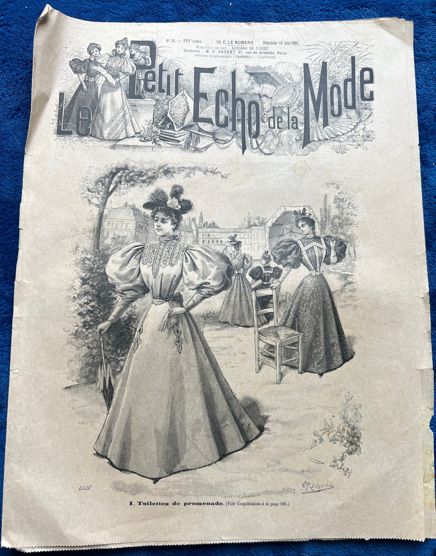 At The Beach in 1895 - French Fashion Paper Le Petit Echo de la Mode