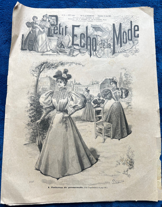 At The Beach in 1895 - French Fashion Paper Le Petit Echo de la Mode