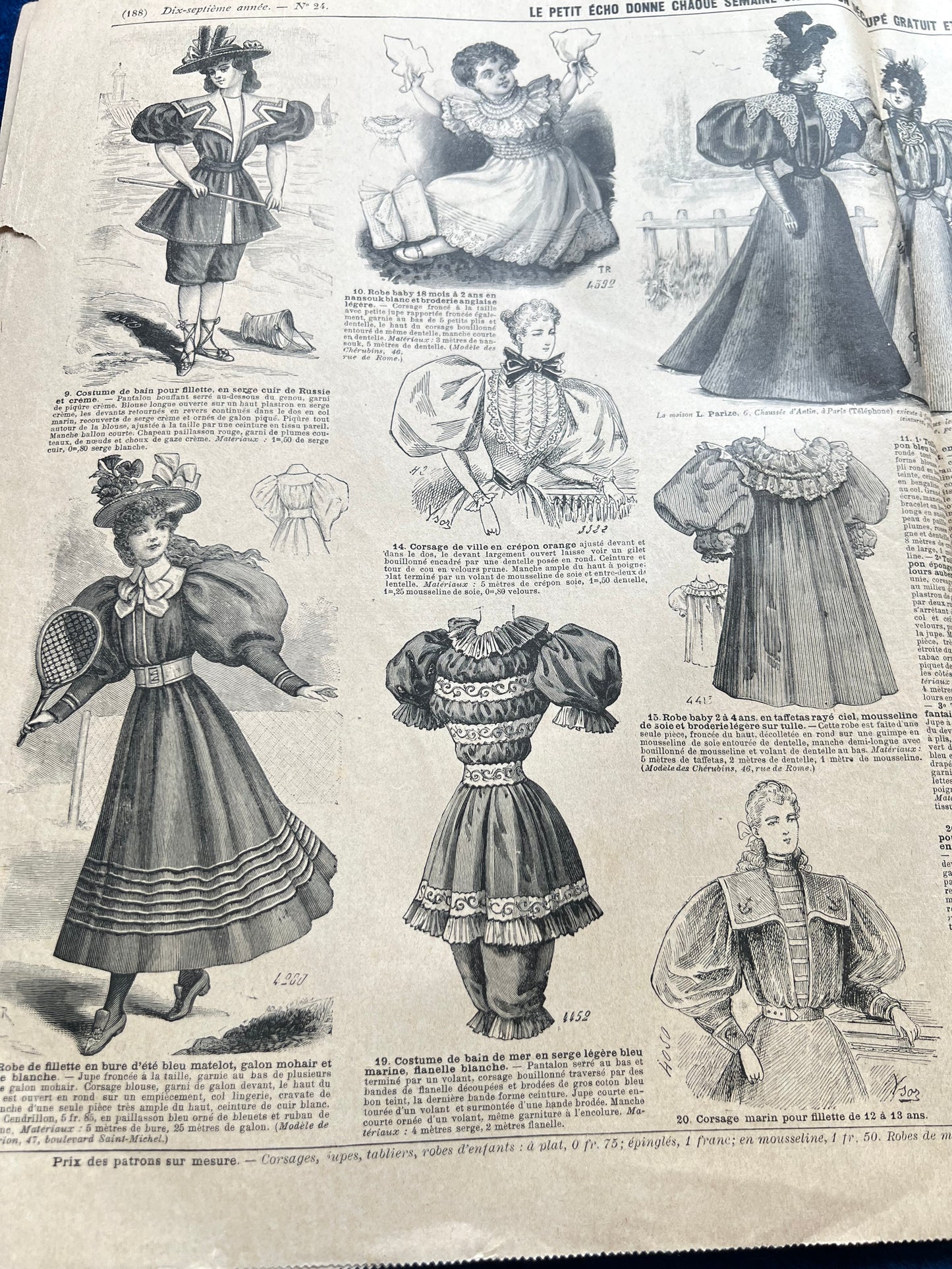 At The Beach in 1895 - French Fashion Paper Le Petit Echo de la Mode