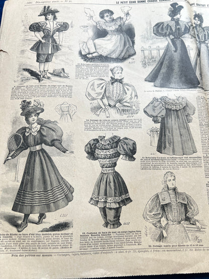 At The Beach in 1895 - French Fashion Paper Le Petit Echo de la Mode