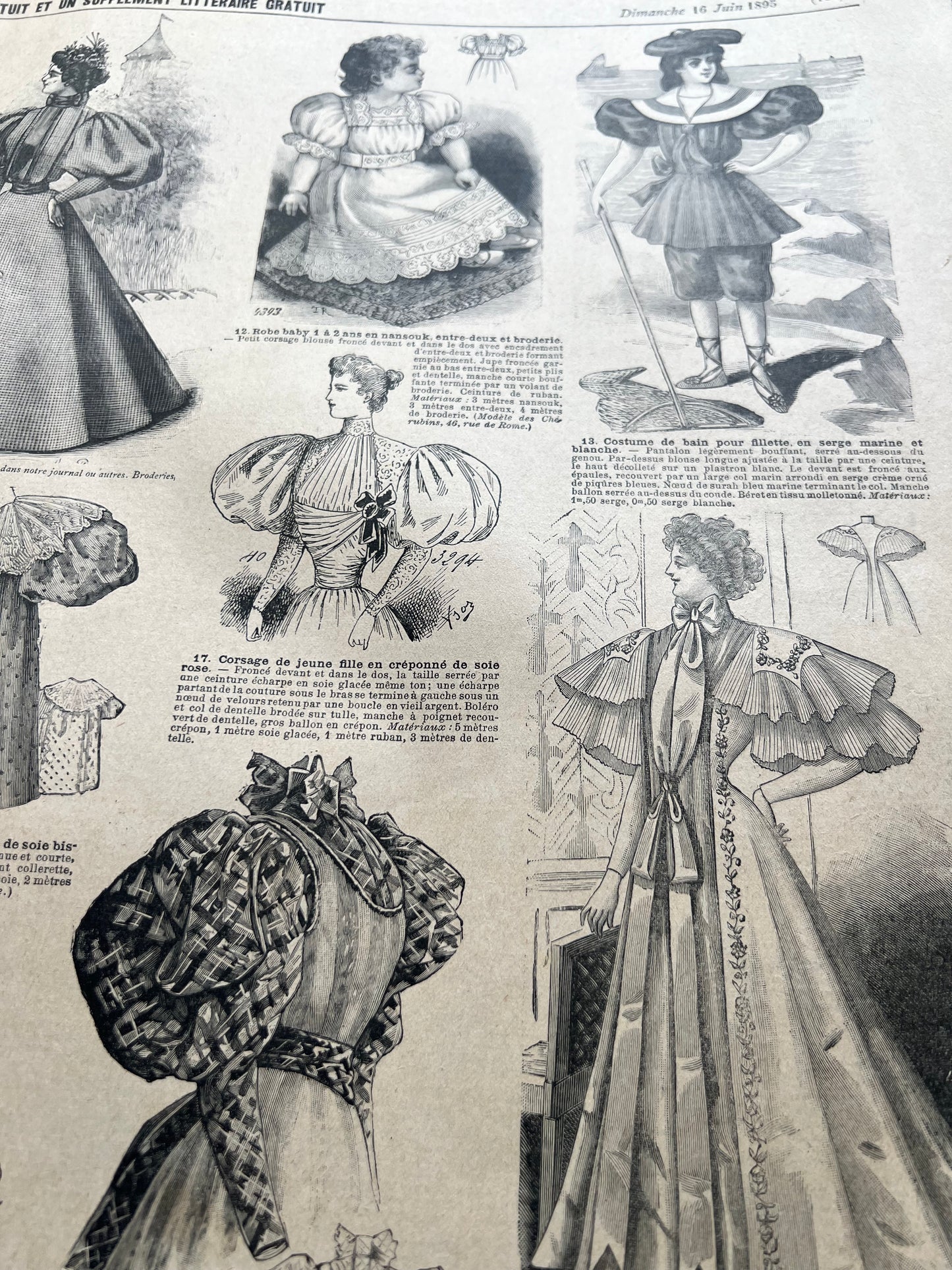 At The Beach in 1895 - French Fashion Paper Le Petit Echo de la Mode