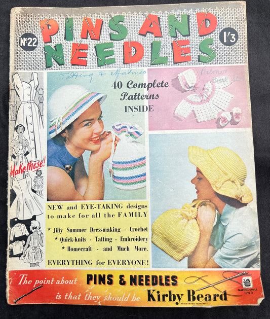 1954 PINS AND NEEDLES Magazine - Knitting, Crochet, Tatting etc AND Ric Rac !