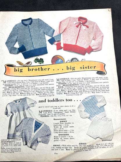 1954 PINS AND NEEDLES Magazine - Knitting, Crochet, Tatting etc AND Ric Rac !