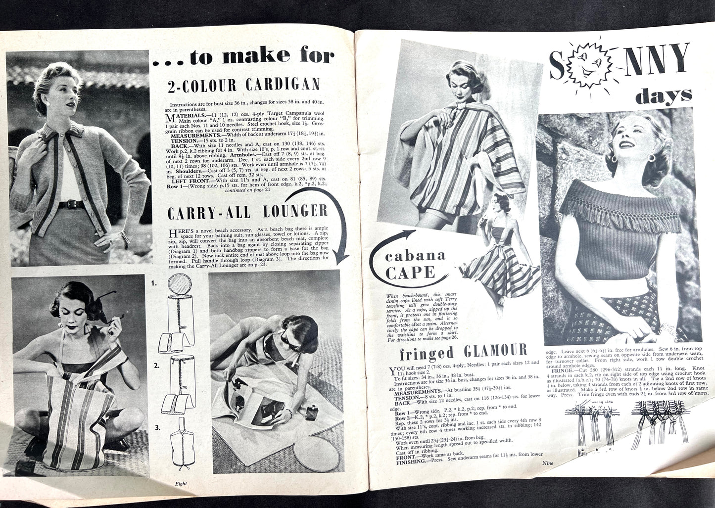 1954 PINS AND NEEDLES Magazine - Knitting, Crochet, Tatting etc AND Ric Rac !
