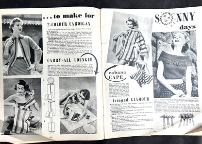 1954 PINS AND NEEDLES Magazine - Knitting, Crochet, Tatting etc AND Ric Rac !