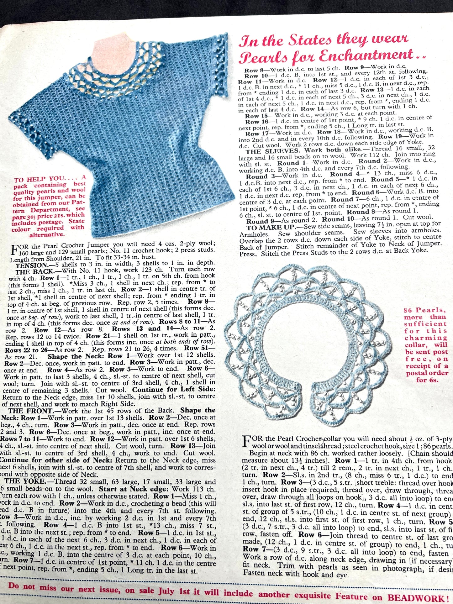 1954 PINS AND NEEDLES Magazine - Knitting, Crochet, Tatting etc AND Ric Rac !