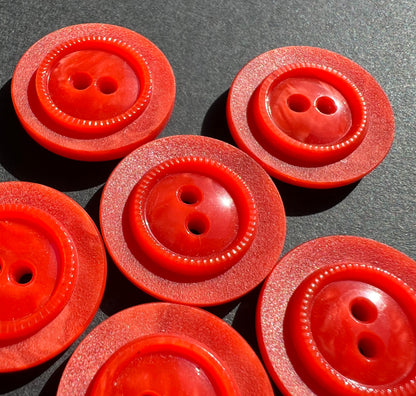 6 Jolly Red Vintage 2.2cm or 1.7cm Buttons