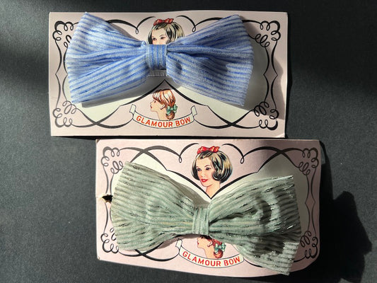1960s Striped Net "Glamour Bow" Hair Clip