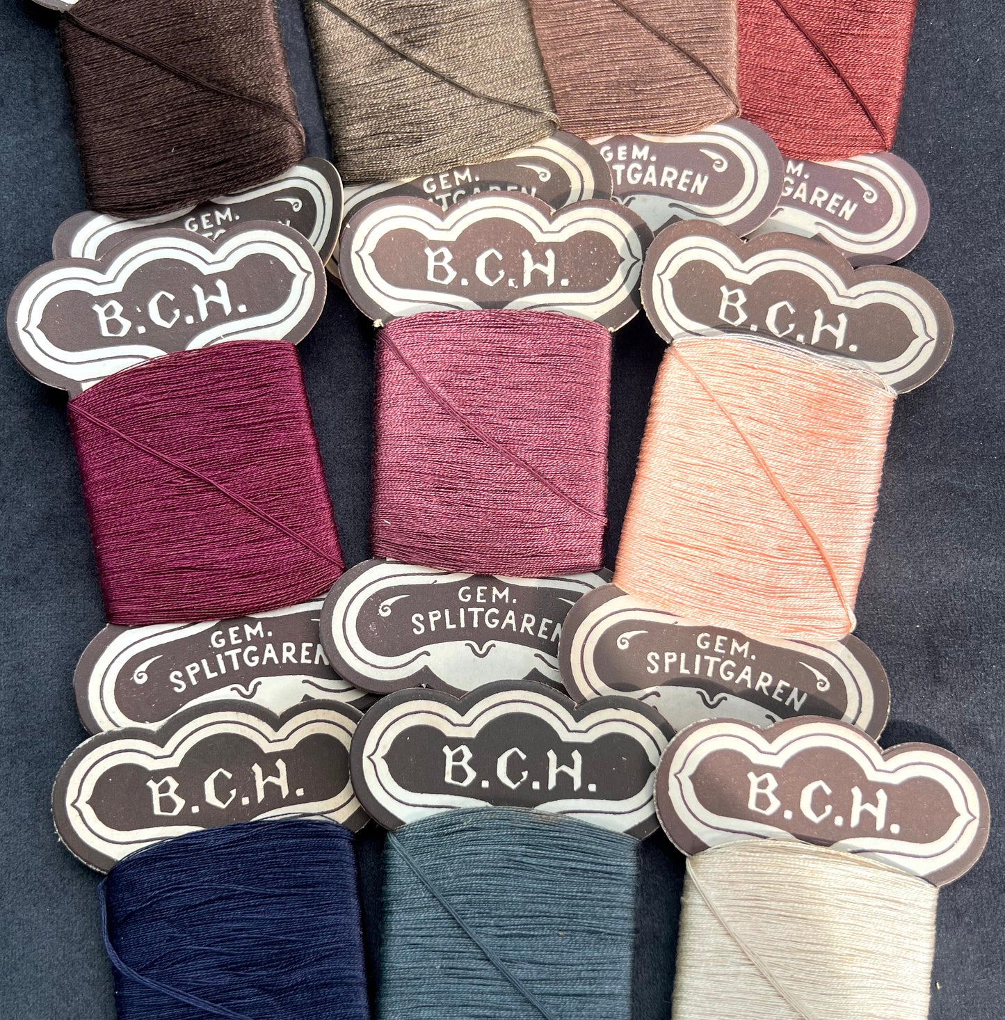 10 Cards of 10 Different Colours of Vintage German Darning Thread