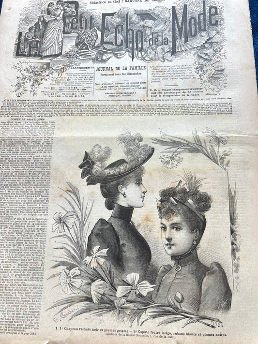 Lady Artist in October 1890 - French Fashion Paper Le Petit Echo de la Mode