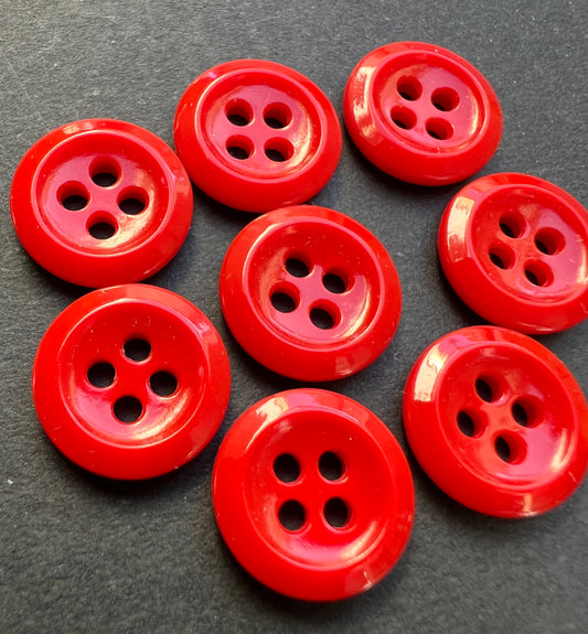 8 Perfect Little Bright Red 1cm Vintage Buttons