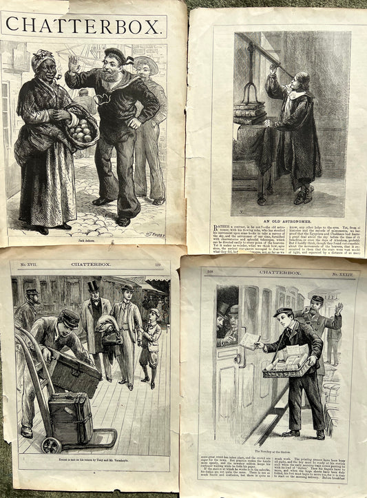 4 Early C 20th Illustrations of People at Work for Crafting Purposes !