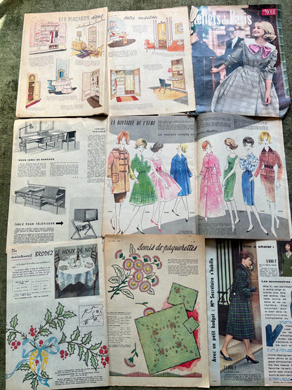 Job Lot of Pages from Mid Century French Women's Magazines to Get creative With