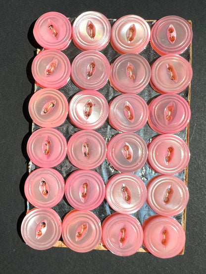 6 or 24  Pink 1.5cm Vintage Mother of Pearl Buttons