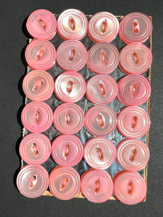 6 or 24  Pink 1.5cm Vintage Mother of Pearl Buttons