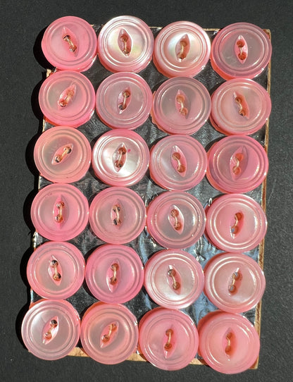 6 or 24  Pink 1.5cm Vintage Mother of Pearl Buttons