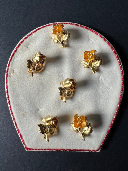Tiny 2cm Vintage Gold Rose Brooch