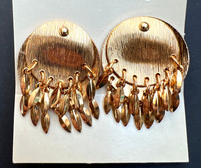 Big Dynamic Shimmery Gold 1980s Clip On Earrings